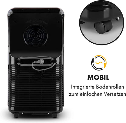 Klarstein Mobile Klimaanlage mit Abluftschlauch, 4-in-1 Klimagerät mit Ventilator, Luftentfeuchter & Nachtmodus, Kleine & Portable Klimaanlage für Wohnung & Büro, Niedriger Verbrauch, 9000 BTU