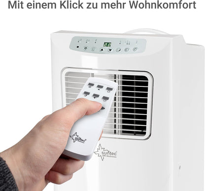 SUNTEC Mobiles Klimagerät Impuls 2.6 Eco R290 – Klimaanlage mobil und leise mit Abluftschlauch – Kühler & Entfeuchter für Räume bis 34 qm – Mobile Kühlung für Wohnung & Büro – 9.000 BTU | 2600 Watt