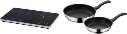 WMF Kult X Doppel- Induktionskochfeld 2 Platten, Kochplatte bis 28 cm, 2 Kochzonen, 8 Stufen, Topferkennung,Touch-Display, Glaskeramik, Timer-Funktion, 3500 W