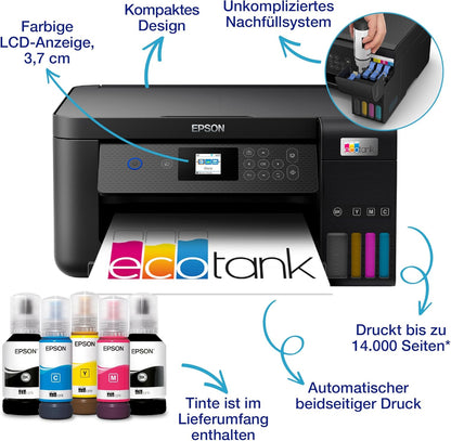Epson EcoTank ET-2870 A4-Multifunktions-Wi-Fi-Tintentankdrucker, mit einem im Lieferumfang enthaltenen Vorrat an Tinten bis zu 3 Jahren