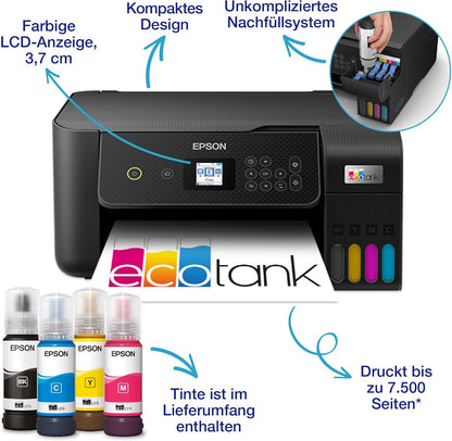 Epson EcoTank ET-2870 A4-Multifunktions-Wi-Fi-Tintentankdrucker, mit einem im Lieferumfang enthaltenen Vorrat an Tinten bis zu 3 Jahren