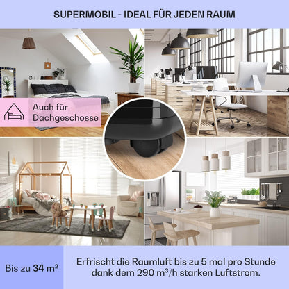 Klarstein Mobile Klimaanlage mit Abluftschlauch, 4-in-1 Klimagerät mit Ventilator, Luftentfeuchter & Nachtmodus, Kleine & Portable Klimaanlage für Wohnung & Büro, Niedriger Verbrauch, 9000 BTU