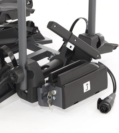 Fischer Kupplungs-Fahrradträger ProlineEvo 2, für 2 Fahrräder bis 60kg Nutzlast, E-Bike geeignet, vormontiert, abschließbar, faltbar