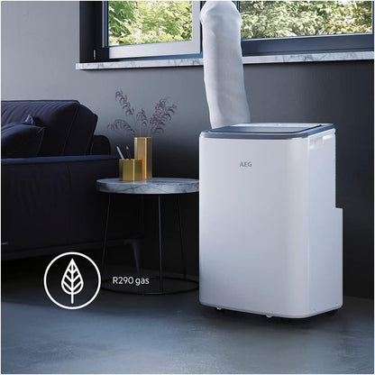 AEG Chillflex Pro AXP26U338CW mobile Klimaanlage / LED Display / Touch-Buttons / Fernbedienung / 30-40 m² / Kühlfunktion / Ventilator / Entfeuchtungsfunktion / Automatik / weiß/silber/schwarz