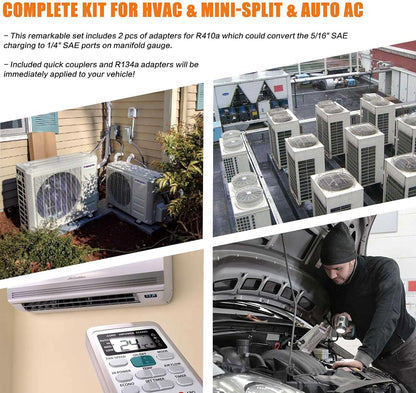 BACOENG Vakuumpumpe klimaanlage Set für HVAC/Auto AC Kältemittelaufladung, Klimaanlage Auto Befüllen Set Ideal für R134A R410A R407C R32