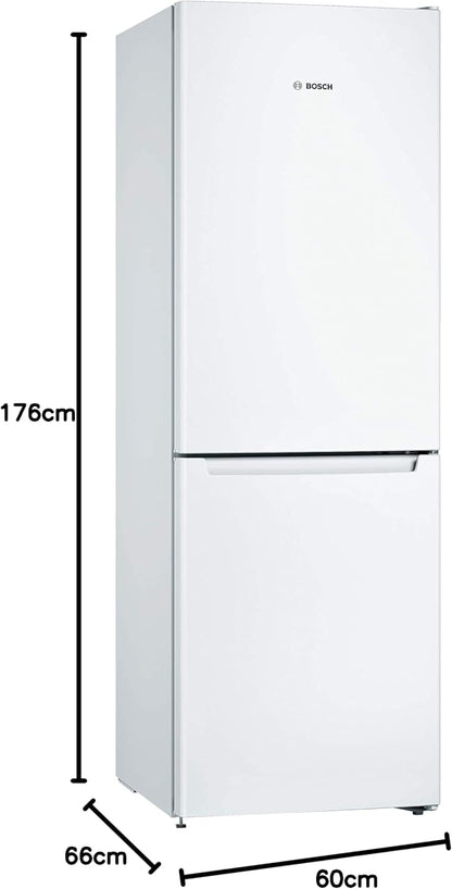 Bosch KGN36NWEA Serie 2 Kühl-Gefrier-Kombination, 186 x 60 cm, 215 L Kühlen & 87 L Gefrieren, NoFrost nie wieder abtauen, LED-Beleuchtung gleichmäßige Ausleuchtung