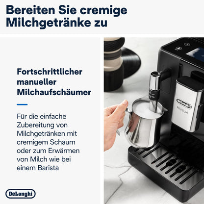 De'Longhi Rivelia EXAM440.55.W Kaffeevollautomat mit LatteCrema Milchsystem, Wechselbarer Bohnenbehälter, 16 Kaffee- & Milchgetränke auf Knopfdruck, Extra-Shot-Funktion, 3,5 Touch-Display, Weiß
