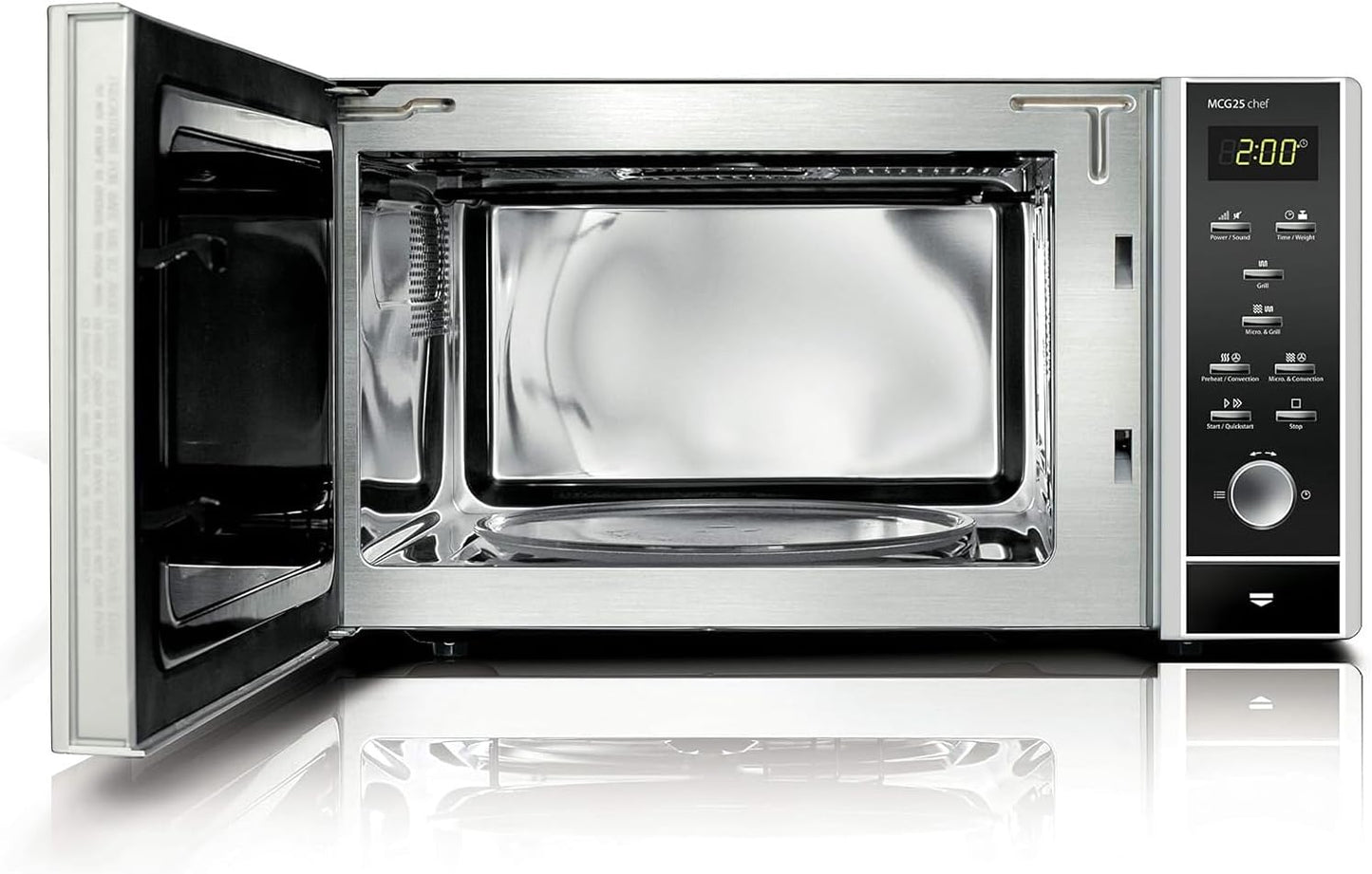 CASO MCG30 Ceramic chef Testsieger Haus & Garten Test, 3in1 Mikrowelle mit Grill + Heißluft 2100W 30L, Borosilikatglasboden, Backofen-Funktion bis 200°C