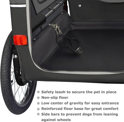 Doggyhut S-Line XL Hundeanhänger & Hundebuggy mit Federung 2 in 1 Hunde Fahrradanhänger Jogger gefedert bis 45 kg