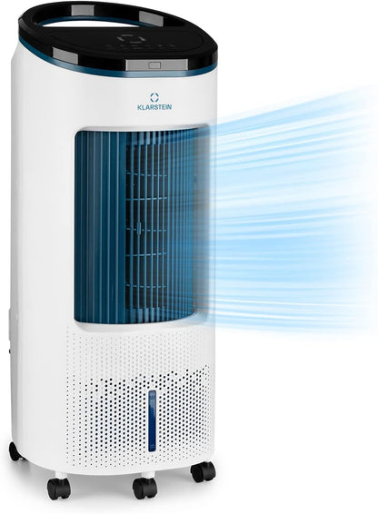 Klarstein Luftkühler mit Wasserkühlung, Leiser 4-in-1 Verdunstungskühler, Luftbefeuchter, Ventilator & Nachtmodus, Mobile Klimageräte Luftkühler 7L, 65W Air Cooler, 330m³/h Kühlender Luftstrom