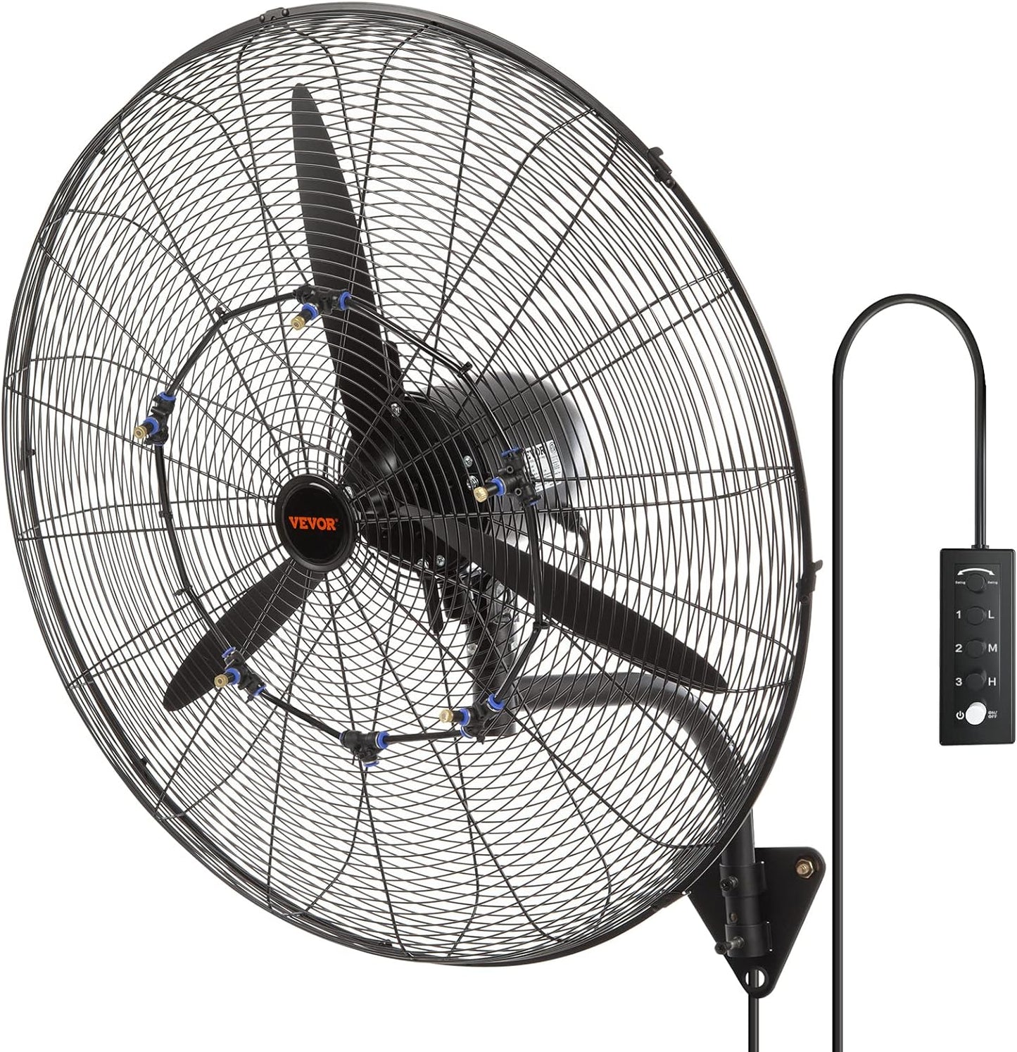 VEVOR Nebelventilator, 74,9 cm, wasserdichter Industrieventilator, 3 Geschwindigkeiten, 9500 CFM, gewerblicher oder privater Ventilator zur Kühlung von Lagerhäusern, Gewächshäusern, Werkstätten