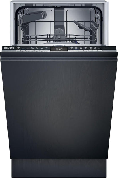 Siemens SR65YX08ME, iQ500 Smarter Geschirrspüler Vollintegriert, 45 cm breit, Besteckschublade, Zeolith, extra leise, aquaStop, automatische Türöffnung nach Programmende, varioSpeed, Innenbeleuchtung