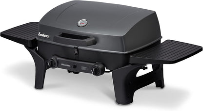 EndersGasgrill Urban II Pro, Tischgrill, Grillen-, Kochen- und Backen Funktion, 2 Brenner Edelstahl, mit Grill-Thermometer, Balkon-, Camping-Grill, Aluguss-Gehäuse, Gusseisen-Rost, #2062
