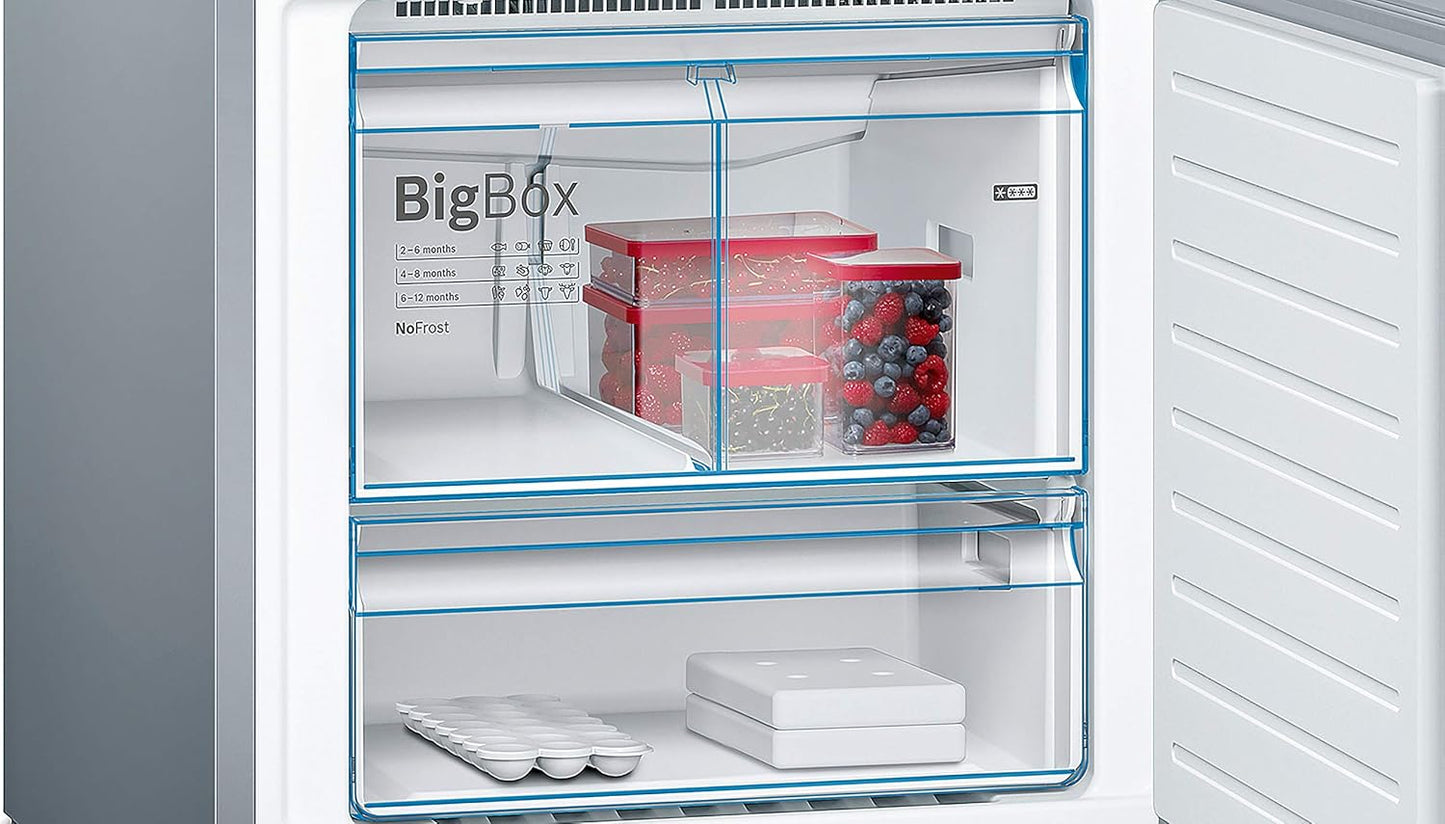 Bosch KGN36NWEA Serie 2 Kühl-Gefrier-Kombination, 186 x 60 cm, 215 L Kühlen & 87 L Gefrieren, NoFrost nie wieder abtauen, LED-Beleuchtung gleichmäßige Ausleuchtung