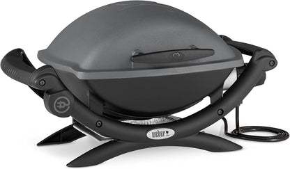 Weber Q1400 Elektrogrill, 43 x 32cm Grillfäche, portabler BBQ Grill, 2-geteilter porzellanemaillierter Guss-Grillrost, Aluminiumguss Deckel & Gehäuse - Dark Grey (52020079)