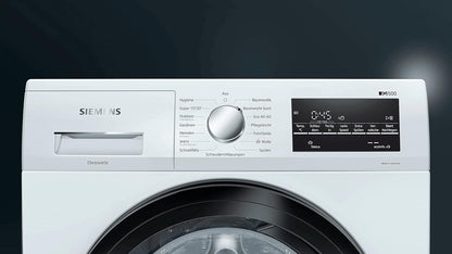 Siemens WM14G400 iQ500 Waschmaschine / 8kg / C / 1400 U/min/Outdoor Programm/varioSpeed Funktion/Nachlegefunktion/aquaStop, Wei/Schwarz