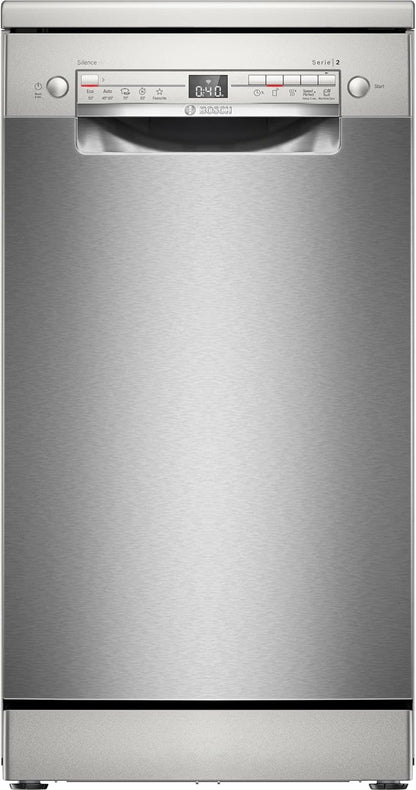 Bosch SPV2IKX10E Serie 2 Smarter Geschirrspüler vollintegriert, 45 cm breit, Besteckkorb, Extra Trocknen auf Knopfdruck, InfoLight roter Lichtpunkt am Boden, AquaStop Schutz gegen Wasserschäden, Weiß
