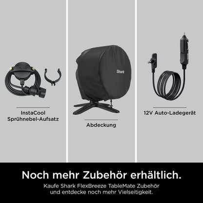Shark FlexBreeze Ventilator Leise, Hybrid Ventilator Kabelgebunden & Kabellos, Tragbar, für Innen- und Außenbereich, UV- & Wasserbeständig, Ultraleistungsstark, Ultraleise, Weiß FA220EU