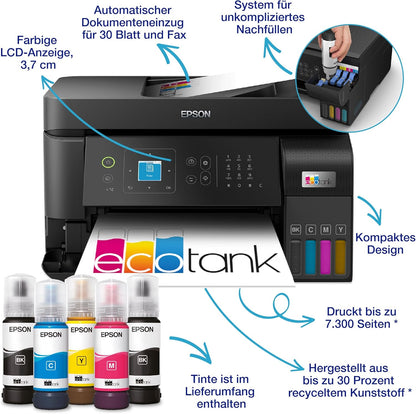 Epson EcoTank ET-4800 A4-Multifunktions-Wi-Fi-Tintentankdrucker, mit einem im Lieferumfang enthaltenen Vorrat an Tinten bis zu 3 Jahren