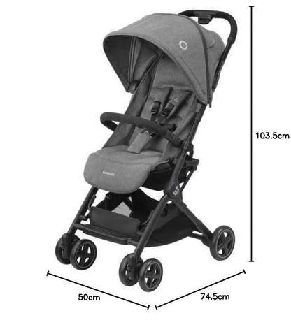 Maxi-Cosi Lara2 Baby Kinderwagen, 0–4 Jahre, 0–22 kg, federleichter, kompakter Buggy, 3 Liegepositionen, flache Liegeposition, klein zusammenklappbar, Schultergurt, Essential Graphite
