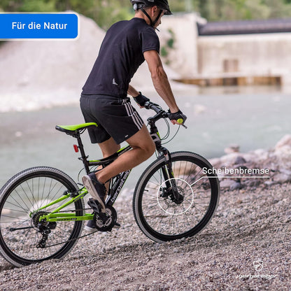 Bergsteiger Kodiak 26 Zoll, 29 Zoll Mountainbike, Scheibenbremse, Shimano 21 Gang-Schaltung, Vollfederung, Fully MTB für Jungen, Mädchen, Damen & Herren
