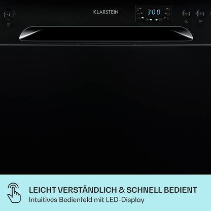 Klarstein  ia 8 - Spülmaschine, Geschirrspüler, Freistehend, Teilintegriert, F, 55 cm breit, 8 Maßgedecke, 6 Programme, Aquastop, silber