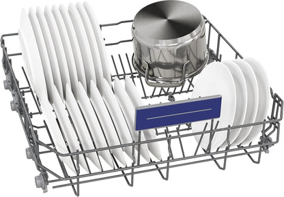 Siemens SN43ES14VE, iQ300 Smarter Geschirrspüler, Unterbau-Spülmaschine mit Besteckschublade, 60 cm, automatische Türöffnung dank autoOpen dry, besonders leise mit iQdrive-Motor, aquaStop, Edelstahl