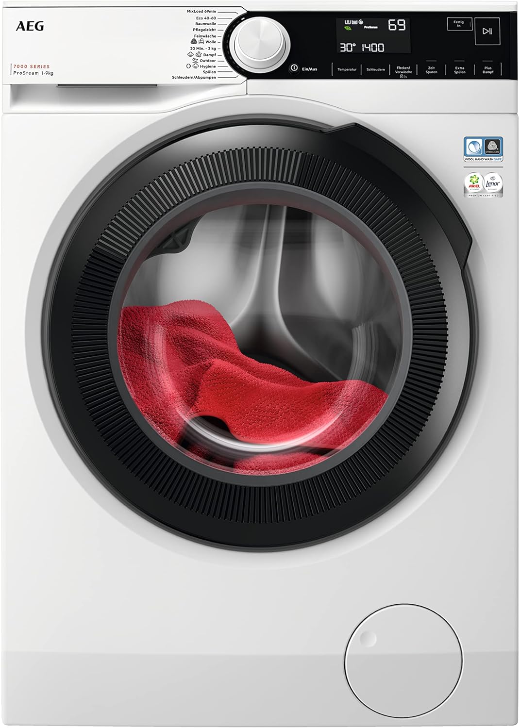 AEG L6FBG51470 Waschmaschine / Serie 6000 mit ProSense / Testsieger der Stiftung Warentest / 7,0 kg / Leise / Mengenautomatik / Nachlegefunktion / Kindersicherung / Wasserstopp / 1400 U/min