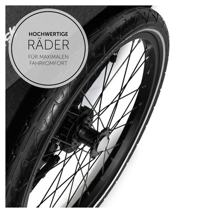 hauck Fahrradanhänger & Kinderwagen Dryk Duo Plus mit Federung, für 2 Kinder (6-48 Monate), inkl. Deichsel, Buggyrad, Fahne und LED Licht, Faltbar, Höhenverstellbar, XL Kofferaum (Dark Green)