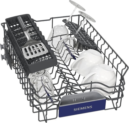Siemens SR65YX08ME, iQ500 Smarter Geschirrspüler Vollintegriert, 45 cm breit, Besteckschublade, Zeolith, extra leise, aquaStop, automatische Türöffnung nach Programmende, varioSpeed, Innenbeleuchtung