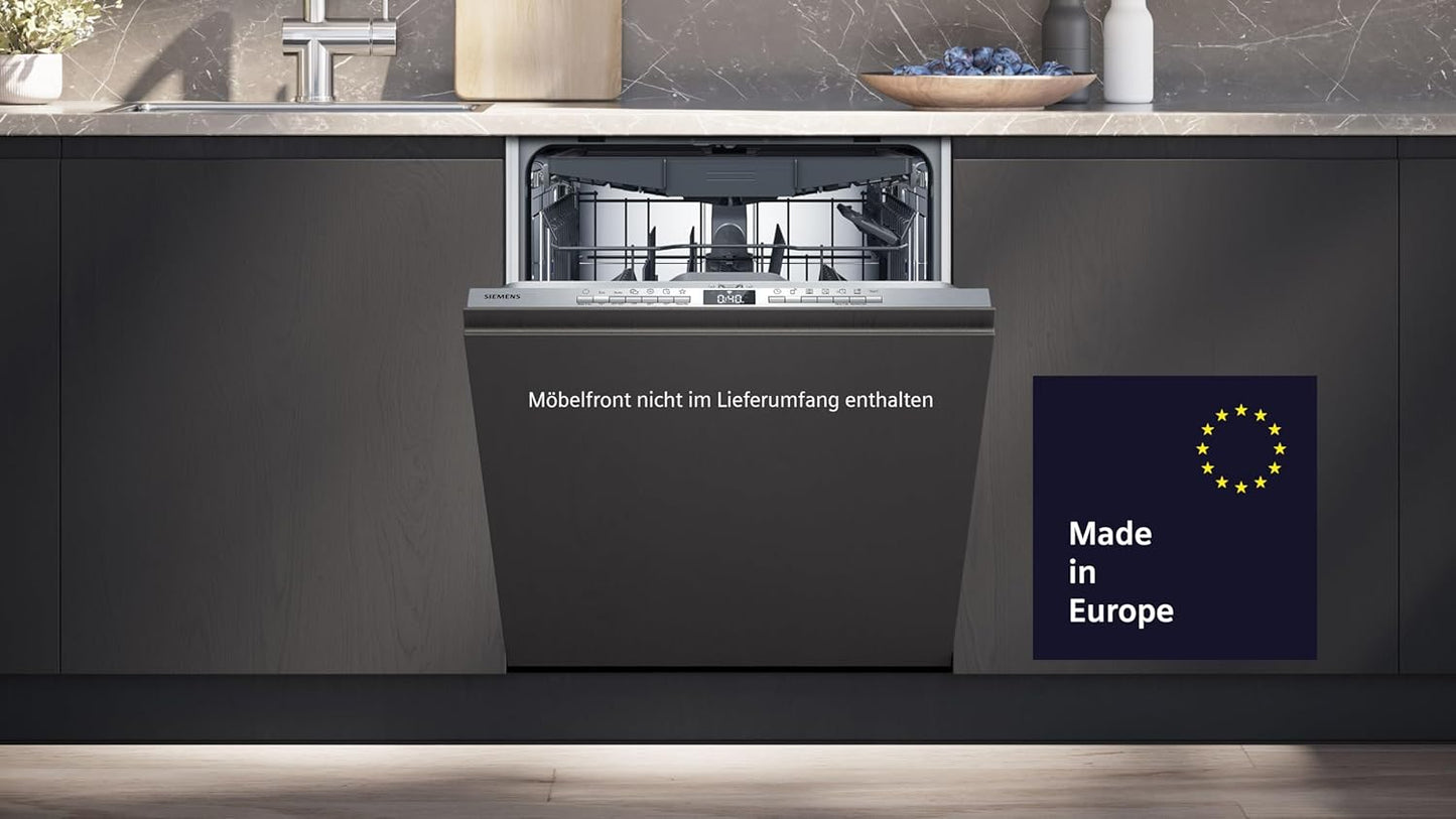 Siemens SN43ES14VE, iQ300 Smarter Geschirrspüler, Unterbau-Spülmaschine mit Besteckschublade, 60 cm, automatische Türöffnung dank autoOpen dry, besonders leise mit iQdrive-Motor, aquaStop, Edelstahl
