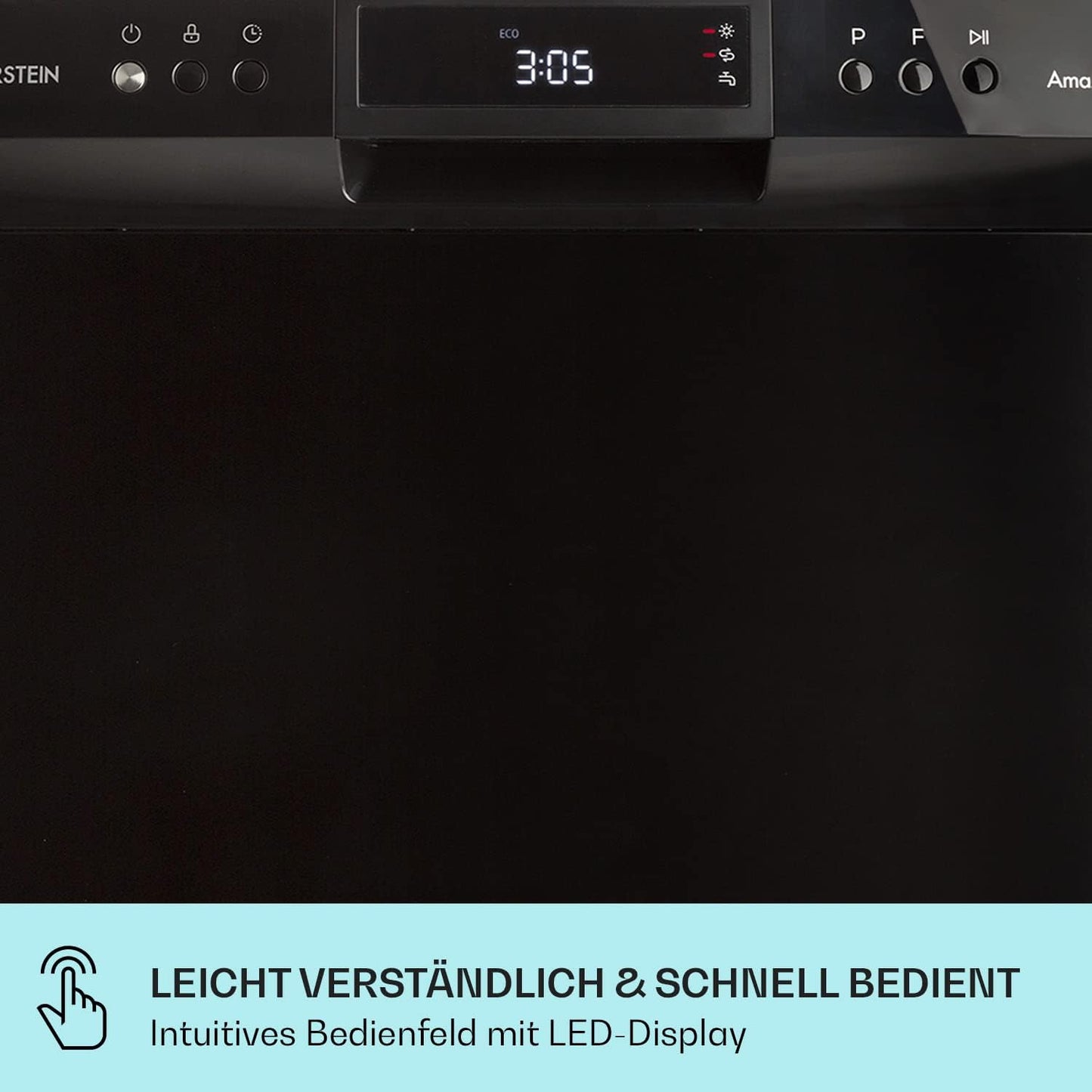 Klarstein  ia 8 - Spülmaschine, Geschirrspüler, Freistehend, Teilintegriert, F, 55 cm breit, 8 Maßgedecke, 6 Programme, Aquastop, silber