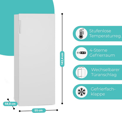 Bomann® großer Gefrierschrank freistehend | 165 Liter Nutzinhalt für Lebensmittel | 5 Schubladen | Freezer Eisschrank Froster | wechselbarer Türanschlag inkl. Eiswürfelschale | GS 7317.1 weiß