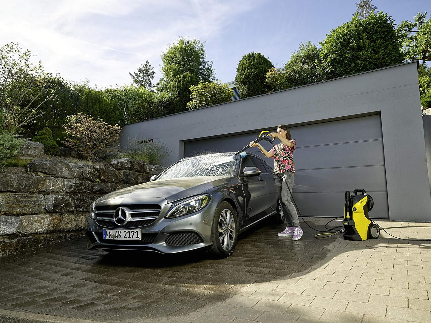 Krcher Hochdruckreiniger K 7 Premium Power Home, Druck: 180 bar, Durchfluss: 600 l/h, Flchenleistung: 60 m/h, Leistung: 3.000 W, Schlauchtrommel, mit Pistole, Dreckfrser, Strahlrohr