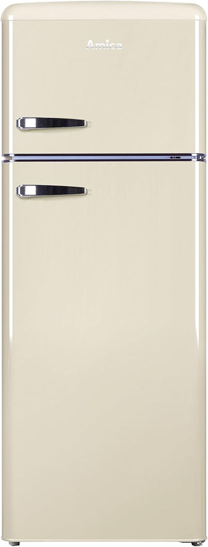 Amica KGC 15632 T Retro Kühl-/Gefrierkombination / Ice Blue (Türkis) / 144cm (H) x 55cm (B) x 62cm (T) / Retro-Design / Kühlschrank mit Gefrierfach