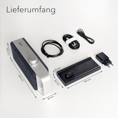 faller Oskar TV Lautsprecher/Soundbar mit Clear Voice (tragbar, kabellos, einfache Bedienung, Aluminiumgehäuse)
