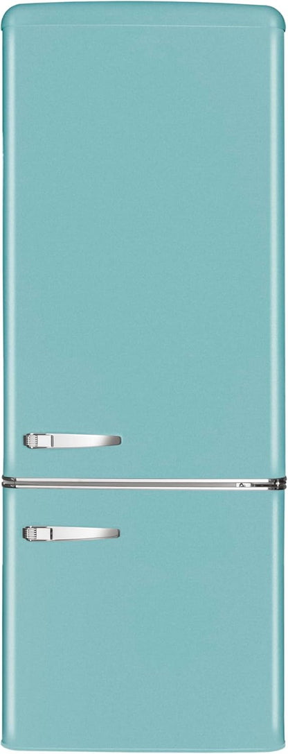 Amica KGC 15632 T Retro Kühl-/Gefrierkombination / Ice Blue (Türkis) / 144cm (H) x 55cm (B) x 62cm (T) / Retro-Design / Kühlschrank mit Gefrierfach