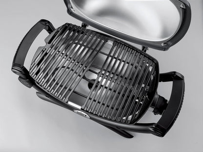 Weber Q1400 Elektrogrill, 43 x 32cm Grillfäche, portabler BBQ Grill, 2-geteilter porzellanemaillierter Guss-Grillrost, Aluminiumguss Deckel & Gehäuse - Dark Grey (52020079)