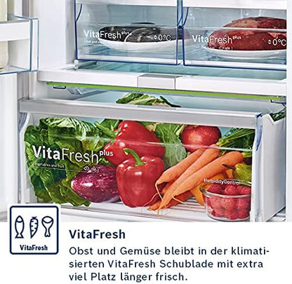 Bosch KGN36NWEA Serie 2 Kühl-Gefrier-Kombination, 186 x 60 cm, 215 L Kühlen & 87 L Gefrieren, NoFrost nie wieder abtauen, LED-Beleuchtung gleichmäßige Ausleuchtung