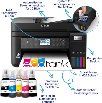 Epson EcoTank ET-4800 A4-Multifunktions-Wi-Fi-Tintentankdrucker, mit einem im Lieferumfang enthaltenen Vorrat an Tinten bis zu 3 Jahren