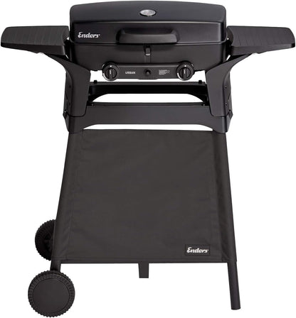 EndersGasgrill Urban II Pro, Tischgrill, Grillen-, Kochen- und Backen Funktion, 2 Brenner Edelstahl, mit Grill-Thermometer, Balkon-, Camping-Grill, Aluguss-Gehäuse, Gusseisen-Rost, #2062
