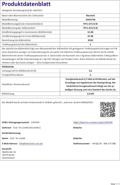 Klarstein Mobile Klimaanlage mit Abluftschlauch, 4-in-1 Klimagerät mit Ventilator, Luftentfeuchter & Nachtmodus, Kleine & Portable Klimaanlage für Wohnung & Büro, App-Steuerung, 12000 BTU