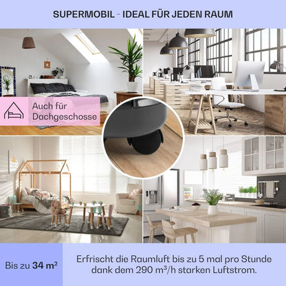 Klarstein Mobile Klimaanlage mit Abluftschlauch, 4-in-1 Klimagerät mit Ventilator, Luftentfeuchter & Nachtmodus, Kleine & Portable Klimaanlage für Wohnung & Büro, Niedriger Verbrauch, 9000 BTU