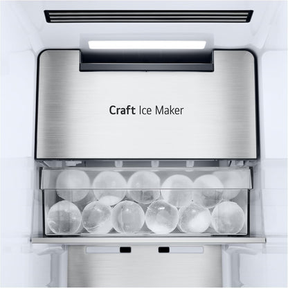 LG GSGV81PYLL Side by Side Kühlschrank, Klasse E, 635 L, Instaview, Kühlschrank mit Gefrierfach, Eis-, Crushed Ice- Wasserspender, Total NoFrost, Smart Inverter Kompressor, Wi-Fi