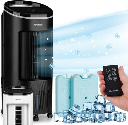 Klarstein Luftkühler mit Wasserkühlung, Leiser 4-in-1 Verdunstungskühler, Luftbefeuchter, Ventilator & Nachtmodus, Mobile Klimageräte Luftkühler 7L, 65W Air Cooler, 330m³/h Kühlender Luftstrom