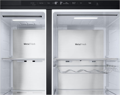LG GSGV81PYLL Side by Side Kühlschrank, Klasse E, 635 L, Instaview, Kühlschrank mit Gefrierfach, Eis-, Crushed Ice- Wasserspender, Total NoFrost, Smart Inverter Kompressor, Wi-Fi