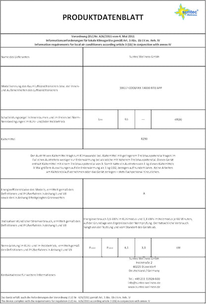 SUNTEC Mobiles Klimagerät Impuls 2.6 Eco R290 – Klimaanlage mobil und leise mit Abluftschlauch – Kühler & Entfeuchter für Räume bis 34 qm – Mobile Kühlung für Wohnung & Büro – 9.000 BTU | 2600 Watt