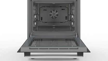Bosch HKR39C250 Serie 4 Elektro-Standherd, 60 cm breit, EcoClean Direct Reinigungshilfe, 3D Heißluft Backen auf 3 Ebenen, LED-Display-Steuerung, erweiterbare Kochzone für großes Kochgeschirr