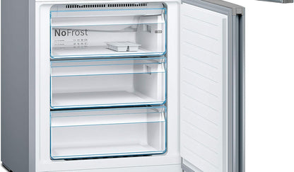 Bosch KGN36NWEA Serie 2 Kühl-Gefrier-Kombination, 186 x 60 cm, 215 L Kühlen & 87 L Gefrieren, NoFrost nie wieder abtauen, LED-Beleuchtung gleichmäßige Ausleuchtung