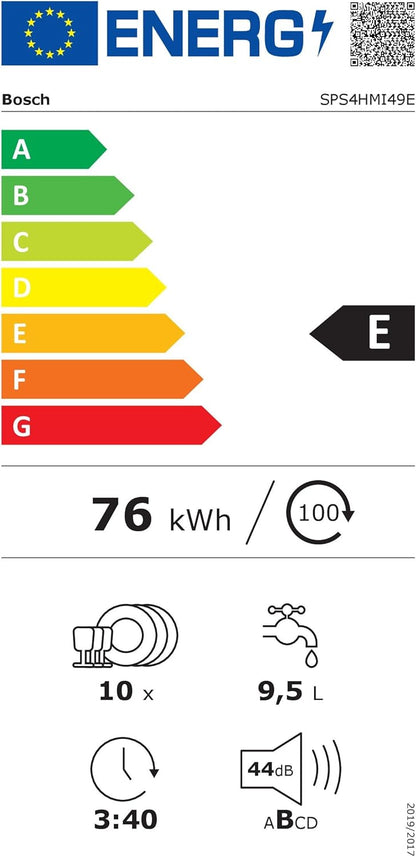 Bosch SPV2IKX10E Serie 2 Smarter Geschirrspüler vollintegriert, 45 cm breit, Besteckkorb, Extra Trocknen auf Knopfdruck, InfoLight roter Lichtpunkt am Boden, AquaStop Schutz gegen Wasserschäden, Weiß